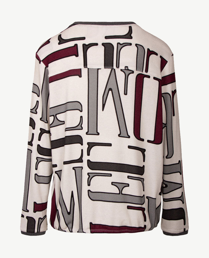 Le Comte - Dunne pullover - Ronde hals - Bordeaux met grijzen en off-white en zwart