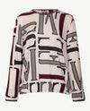 Le Comte - Dunne pullover - Ronde hals - Bordeaux met grijzen en off-white en zwart