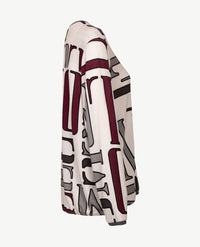 Le Comte - Dunne pullover - Ronde hals - Bordeaux met grijzen en off-white en zwart