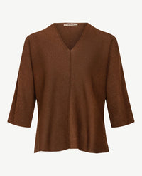 Le Comte - Lichte pullover - v-hals - Glans choco