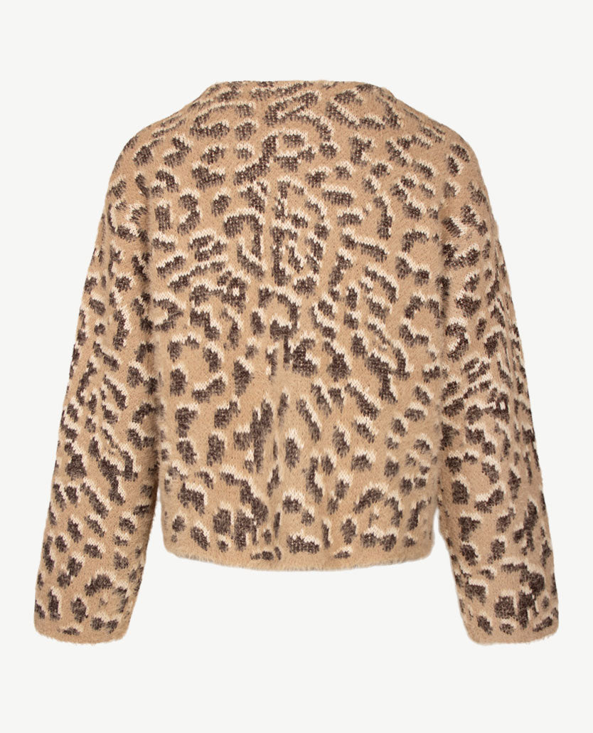 Le Comte - Kort gebreid vest - 'Chanel' - Panterprint