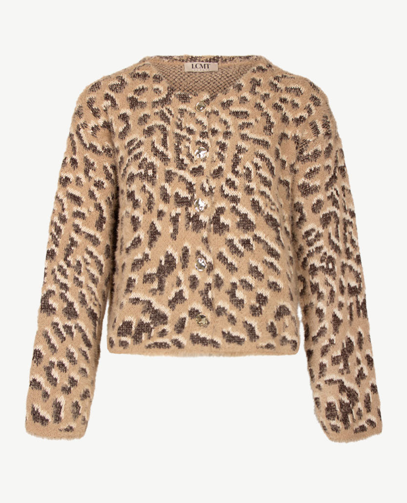 Le Comte - Kort gebreid vest - 'Chanel' - Panterprint