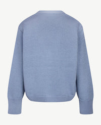 Le Comte - Kort gebreid vest - Ice blue met glans