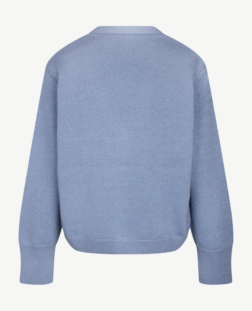 Le Comte - Kort gebreid vest - Ice blue met glans