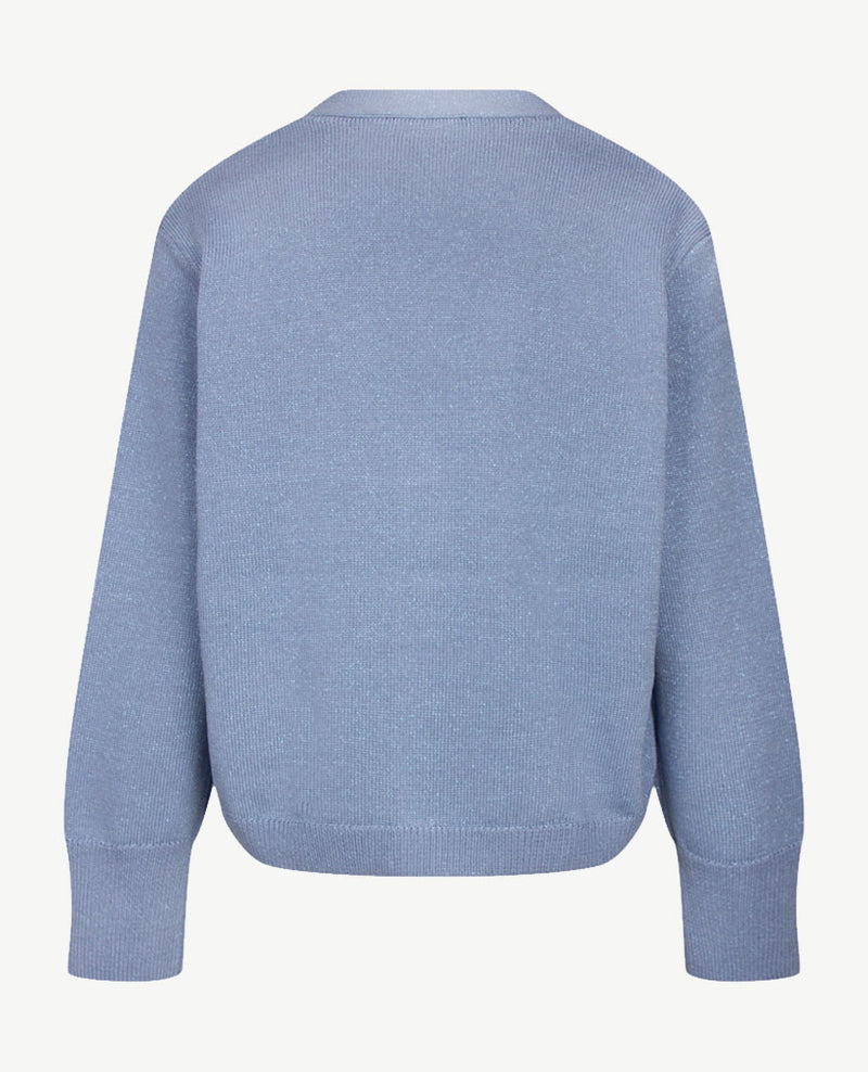 Le Comte - Kort gebreid vest - Ice blue met glans