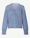 Le Comte - Kort gebreid vest - Ice blue met glans