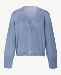 Le Comte - Kort gebreid vest - Ice blue met glans
