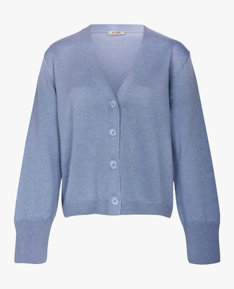 Le Comte - Kort gebreid vest - Ice blue met glans