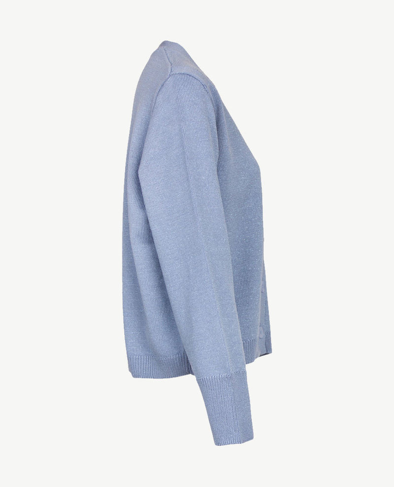 Le Comte - Kort gebreid vest - Ice blue met glans