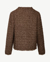 Le Comte - Kort gebreid vest - 'Chanel' - Choco met beige en gouddraad
