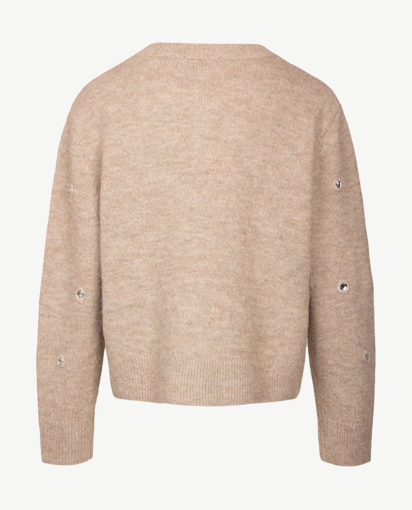 Le Comte - Kort gebreid vest - Beige mêlée met glitters