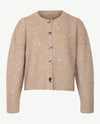 Le Comte - Kort gebreid vest - Beige mêlée met glitters
