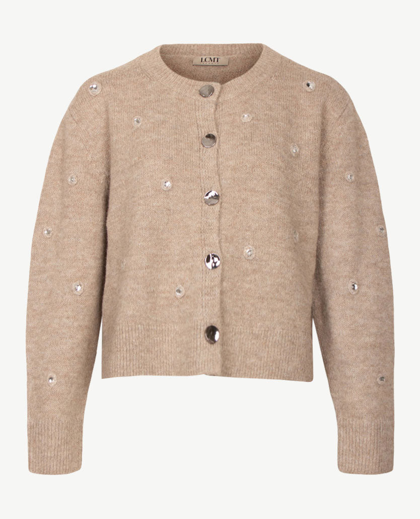 Le Comte - Kort gebreid vest - Beige mêlée met glitters