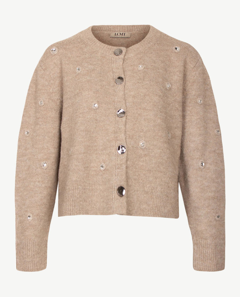 Le Comte - Kort gebreid vest - Beige mêlée met glitters