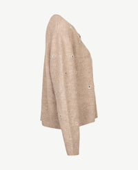 Le Comte - Kort gebreid vest - Beige mêlée met glitters