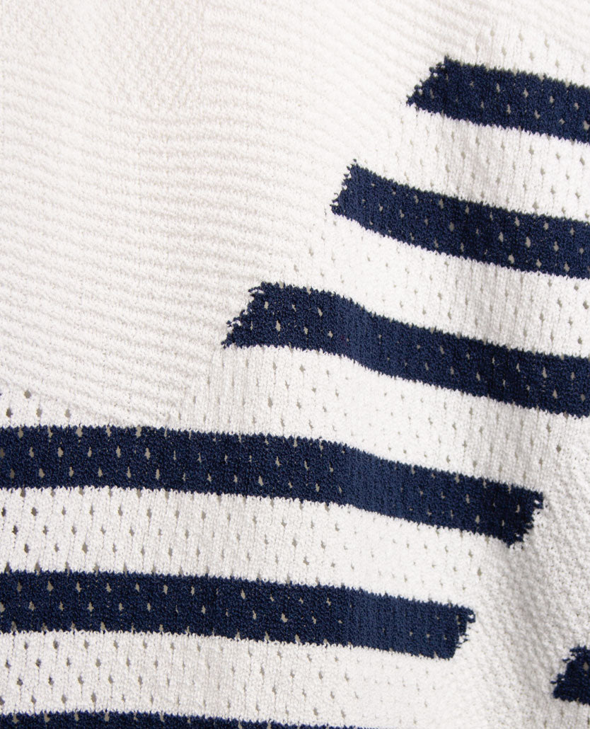 Gollé Haug - Vest met knopen - Ajour wit met Navy