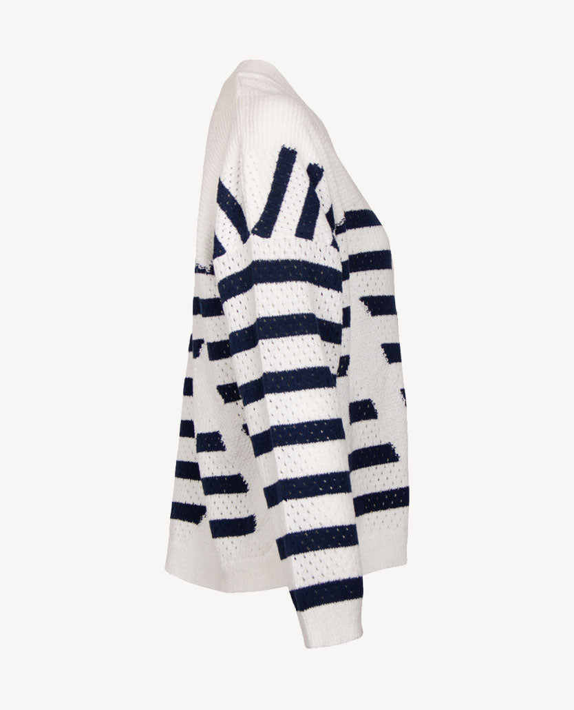 Gollé Haug - Vest met knopen - Ajour wit met Navy