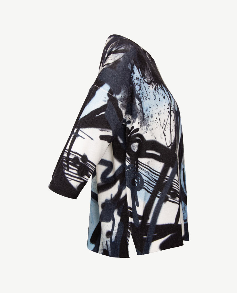 Gollé Haug - Lichte pullover ronde hals - Navy met blauwen en wit