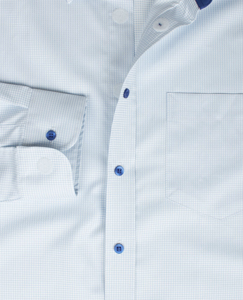 No Buttons®  by D.Y.P - Overhemd zonder knopen - Patrick - Ruitje blue met wit en kobalt