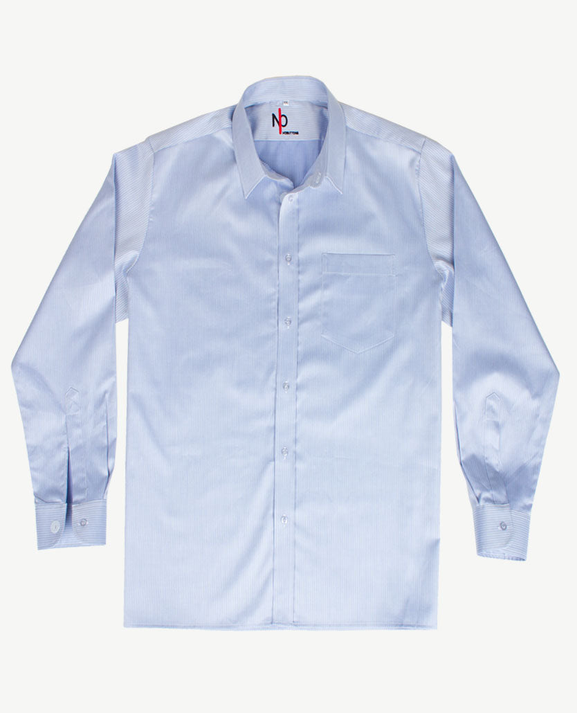 No Buttons®  by D.Y.P - Overhemd zonder knopen - Patrick - Ton sur ton streepje blauw