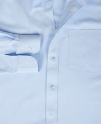 No Buttons®  by D.Y.P - Overhemd zonder knopen - Patrick - Dessin wit met blauw