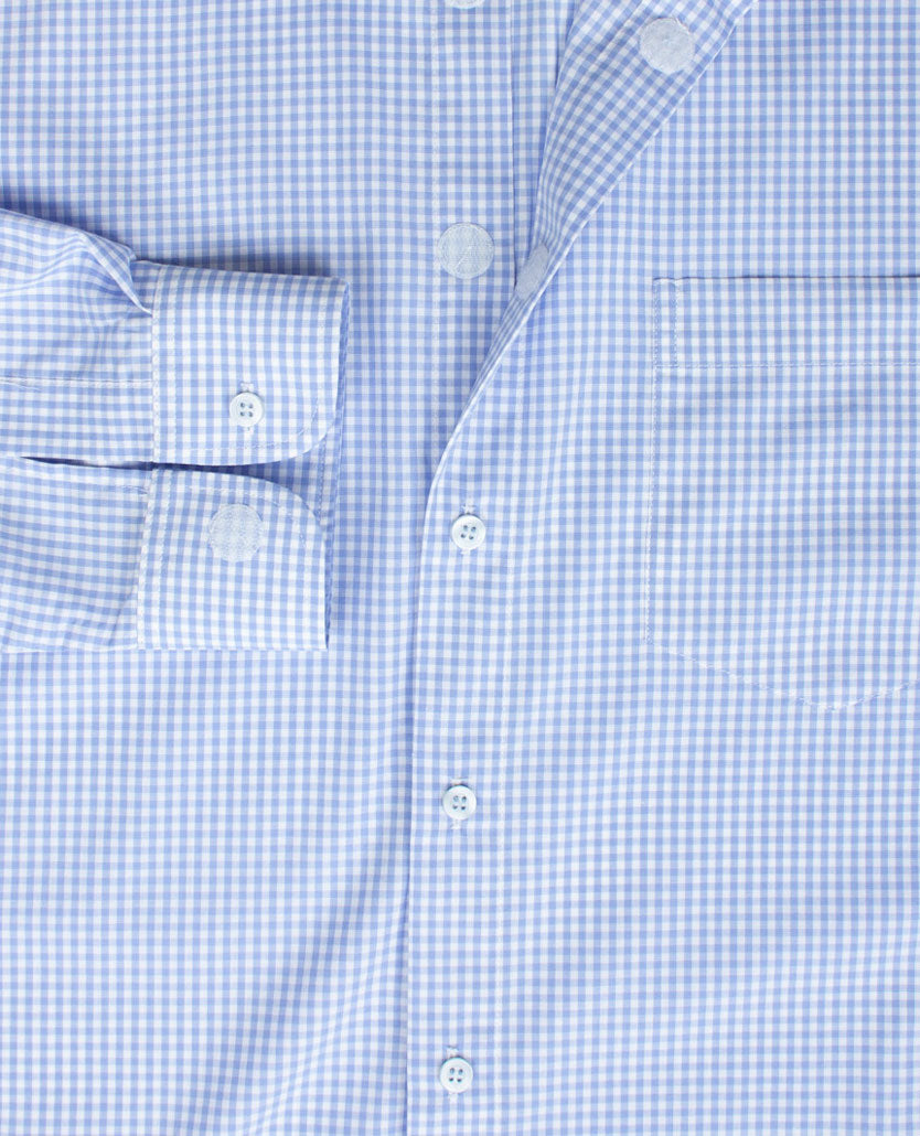 No Buttons®  by D.Y.P - Overhemd zonder knopen - Patrick - Ruitje klein blauw met wit