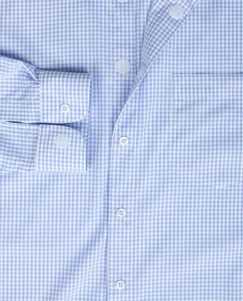 No Buttons®  by D.Y.P - Overhemd zonder knopen - Patrick - Ruitje klein blauw met wit