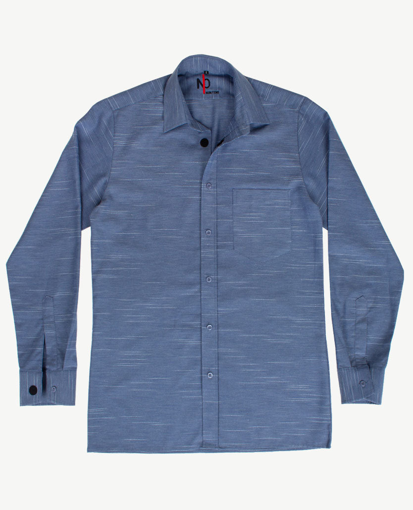 No Buttons®  by D.Y.P - Overhemd zonder knopen - Patrick - Streepdessin navy en wit