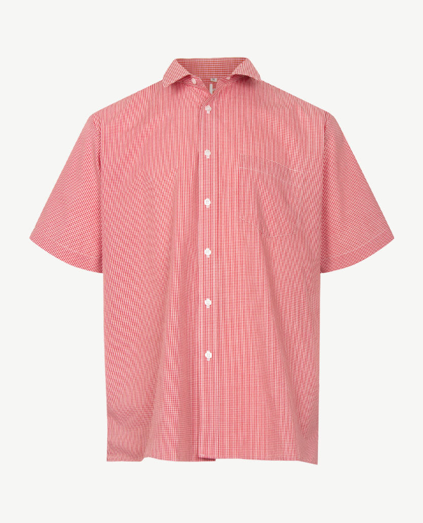 No Buttons®  by D.Y.P - Overhemd zonder knopen - korte mouwen - James - Rood wit ruitje