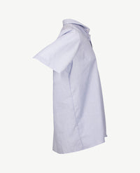 No Buttons®  by D.Y.P - Overhemd zonder knopen - korte mouwen - James - Smal streepje blauw