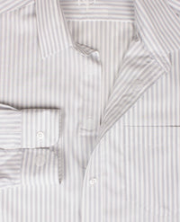 No Buttons®  by D.Y.P - Overhemd met klittenbandsluiting - Patrick - Streep licht grijs