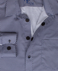 No Buttons®  by D.Y.P - Overhemd met klittenbandsluiting - Patrick - Werkje Navy met wit