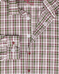 No Buttons®  by D.Y.P - Overhemd met klittenbandsluiting - Patrick - Ruitje bordeaux met groen en wit