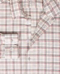 No Buttons®  by D.Y.P - Overhemd met klittenbandsluiting - Patrick - Ruitje grijs met off-white en rood
