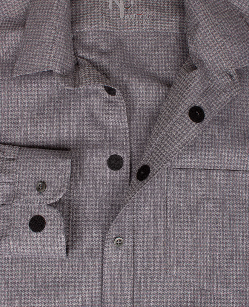 No Buttons®  by D.Y.P - Overhemd met klittenbandsluiting - Patrick - Pied de poule - grijzen