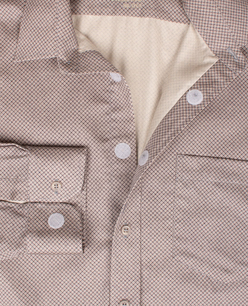 No Buttons®  by D.Y.P - Overhemd met klittenbandsluiting - Patrick - Dessin beige