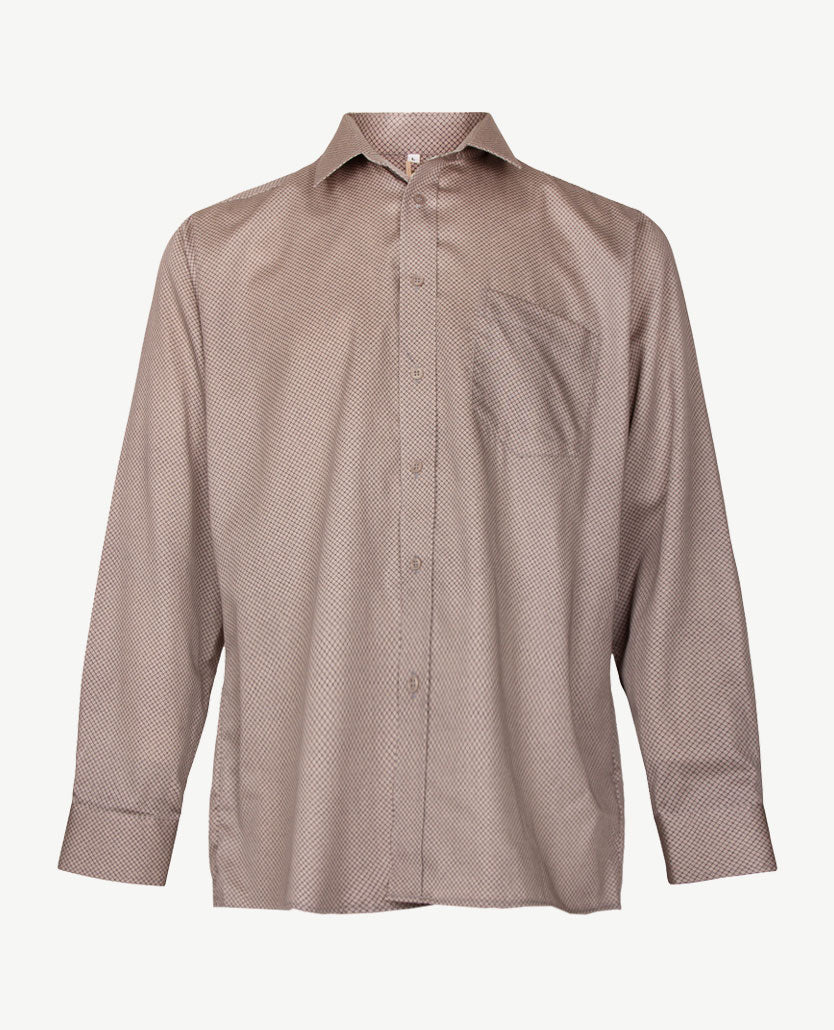 No Buttons®  by D.Y.P - Overhemd met klittenbandsluiting - Patrick - Dessin beige