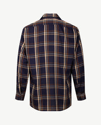 No Buttons®  by D.Y.P - Overhemd met klittenbandsluiting - Patrick - Ruit navy met beige en cognac