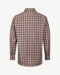 No Buttons®  by D.Y.P - Overhemd met klittenbandsluiting - Patrick - Ruitje grijzen met cognac en iets geel