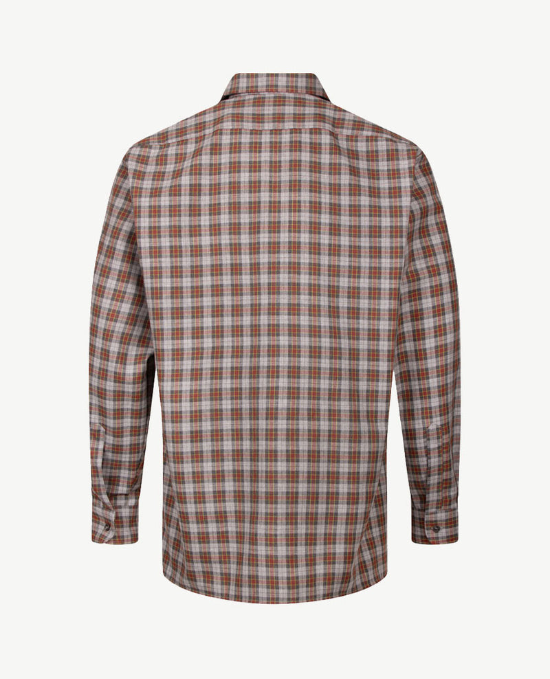 No Buttons®  by D.Y.P - Overhemd met klittenbandsluiting - Patrick - Ruitje grijzen met cognac en iets geel