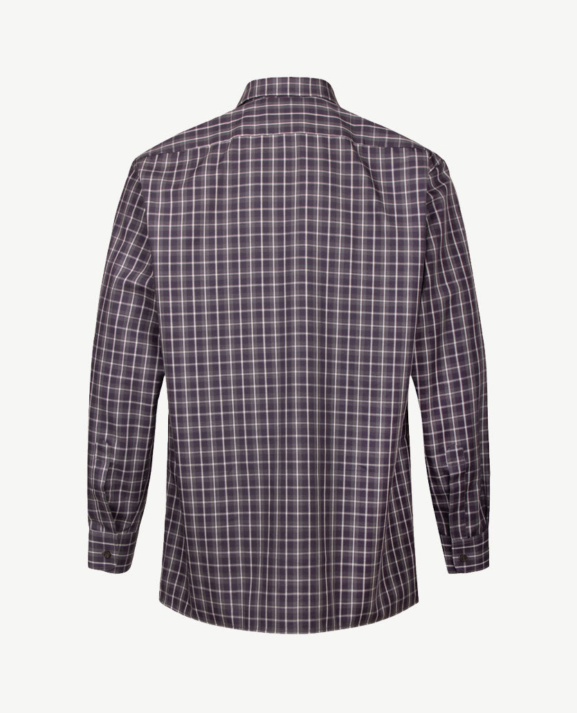 No Buttons®  by D.Y.P - Overhemd met klittenbandsluiting - Patrick - Ruit, marine met grijs en wit
