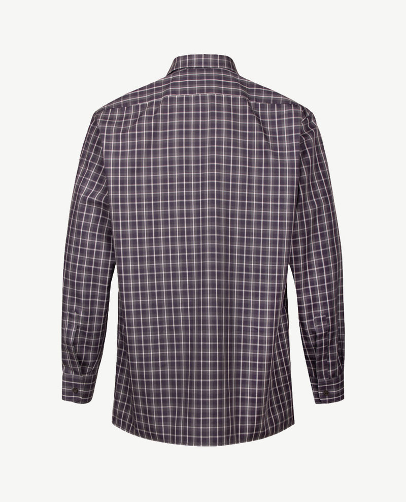 No Buttons®  by D.Y.P - Overhemd met klittenbandsluiting - Patrick - Ruit, marine met grijs en wit