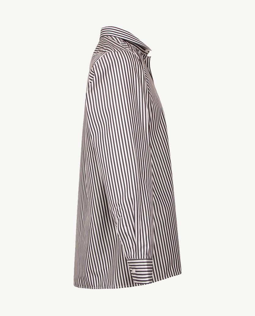 No Buttons®  by D.Y.P - Overhemd met klittenbandsluiting - Patrick - Antracietgrijze streep