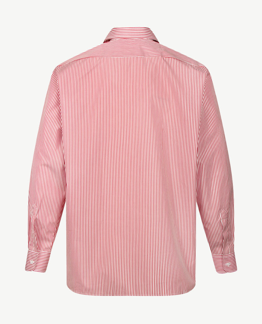 No Buttons®  by D.Y.P - Overhemd met klittenbandsluiting - Patrick - Streep donkerrood met wit