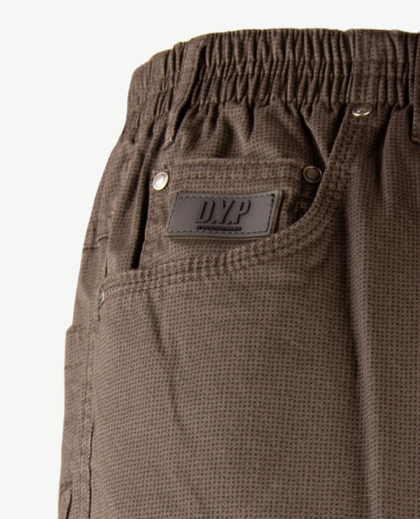 D.Y.P. - Oliver - Elastische band - Katoen - 5-pocket - Structuurtje taupe