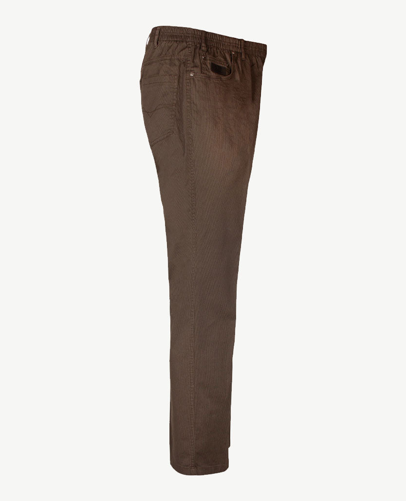 D.Y.P. - Oliver - Elastische band - Katoen - 5-pocket - Structuurtje taupe