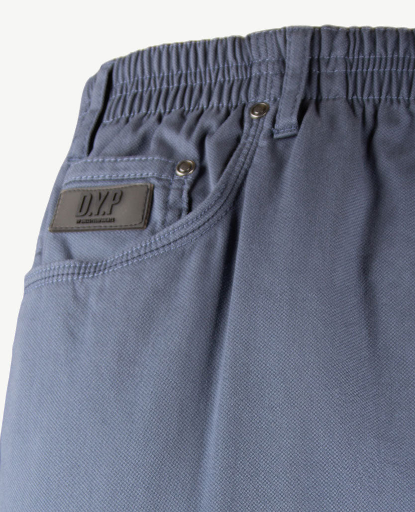 D.Y.P. - Oliver - Elastische band - Katoen - 5-pocket - Structuurtje rafblauw