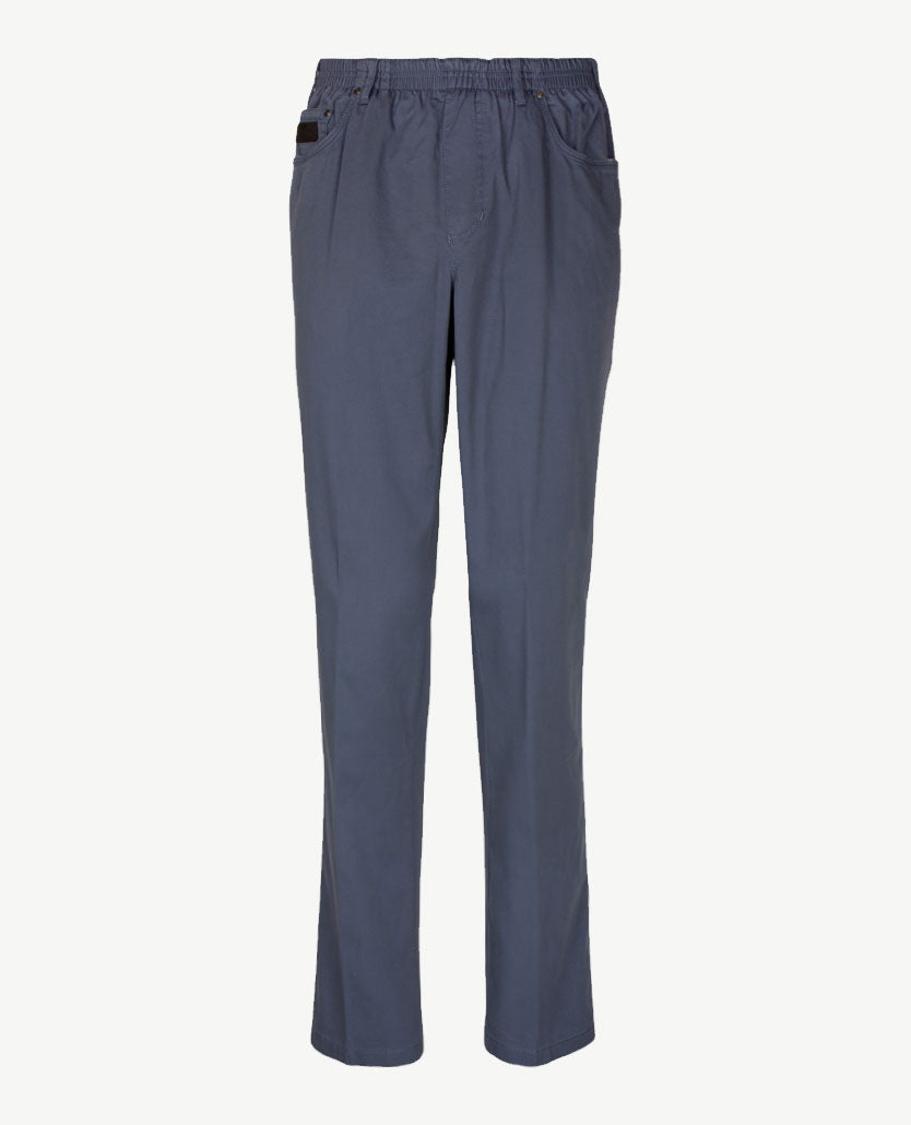 D.Y.P. - Oliver - Elastische band - Katoen - 5-pocket - Structuurtje rafblauw