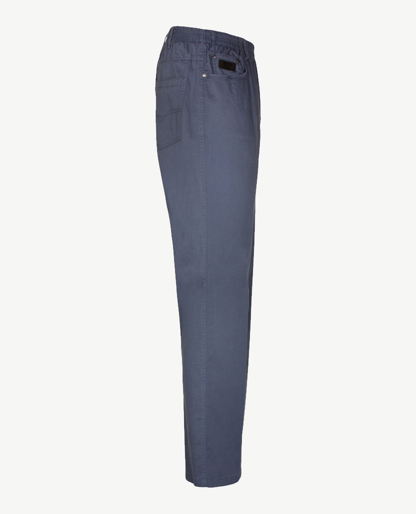 D.Y.P. - Oliver - Elastische band - Katoen - 5-pocket - Structuurtje rafblauw