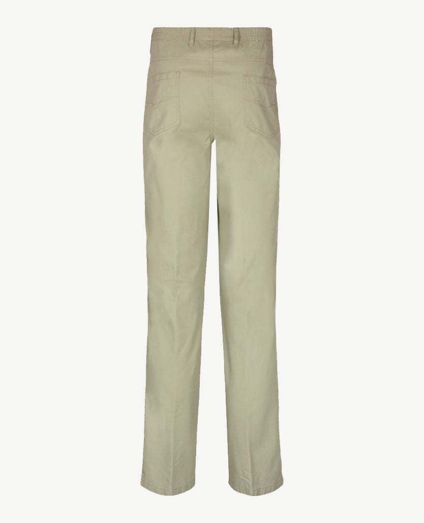 D.Y.P. - Oliver - Elastische band - Luxe katoen - 5-pocket - Klein structuurtje - Licht groen khaki